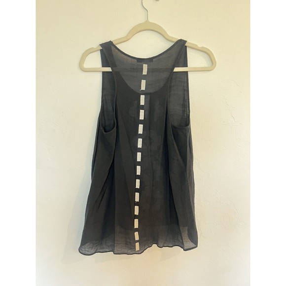 THML Sheer Black Embroidered Tank Blouse M Medium - Picture 4 of 4